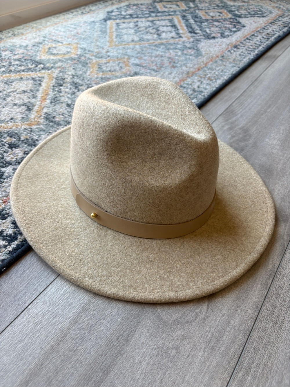 Lack Of Color Tan Wool Felt Fedora with Leather Band